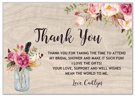 Rustic Mason Jar Bridal Shower Thank You Cards