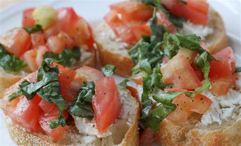 Spread each slice with 1 tablespoon of goat cheese and top with 1 tablespoon of tomato and 1 teaspoon of onion. Goat Cheese Bruschetta Recipe | Monica Dutia: The Blog