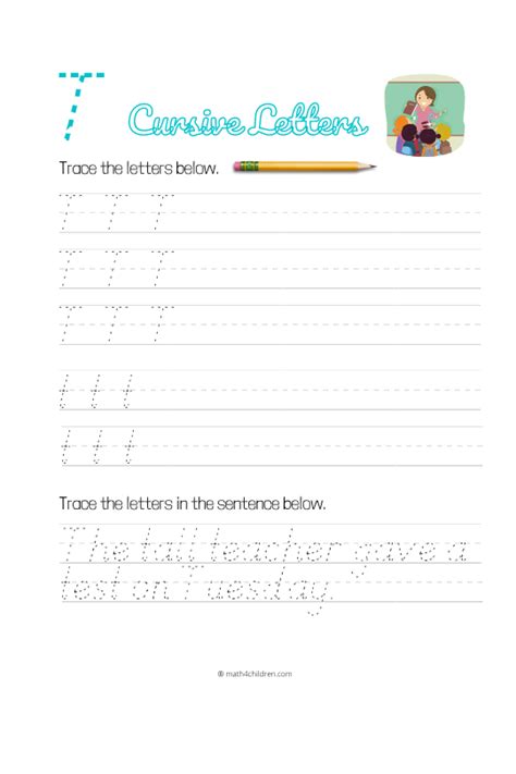Cursive T worksheet - Cursive handwriting letter T