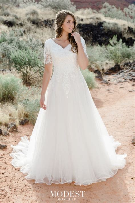 For garments in silk, beaded lace and tulle, i strongly recommend professional dry cleaning. Modest by Mon Cheri TR12029. Description: Tulle and ...