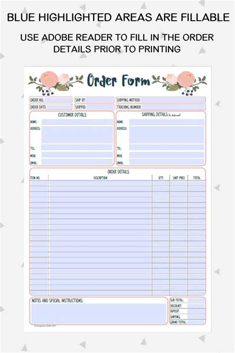 Printable Custom Order Form Template Free Printable Forms Free Online