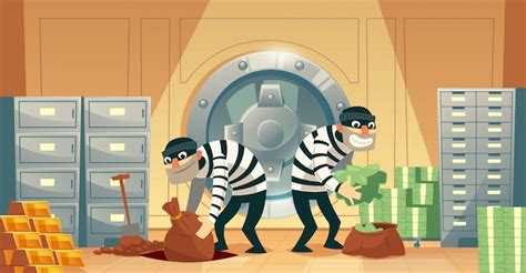 Free Vector Cartoon Illustration Of Bank Robbery In Safety Vault Two