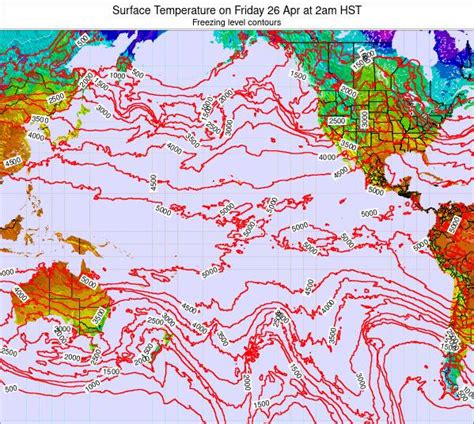 Pacific Ocean Surface Temperature On Sunday 14 Feb At 2pm Hst