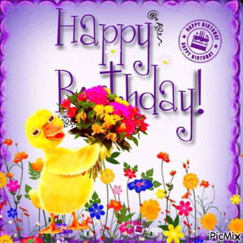 Yellow Duck Happy Birthday Animated Quote Pictures Photos And Images