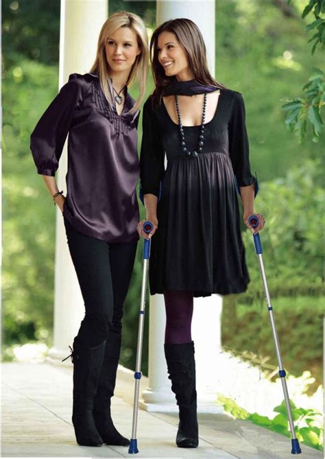 Female Amputees Using Crutches