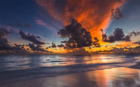 Nature Sunset Beach Maldives Sea Sky Clouds Landscape Tropical