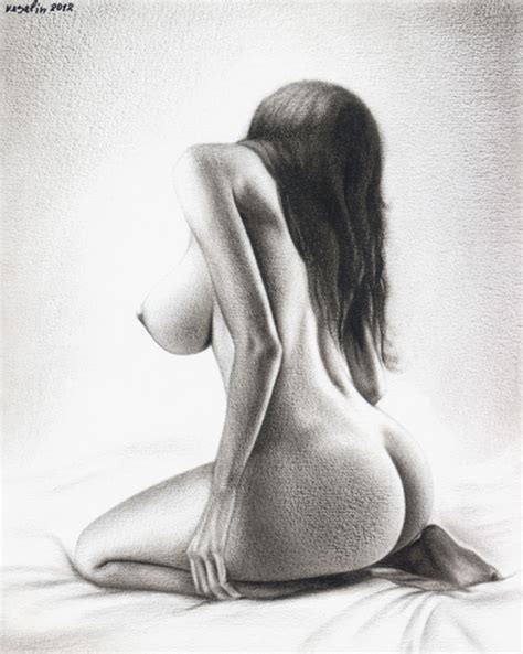 Original Nude Pencil Drawing By Milena Valchanova Original Artwork