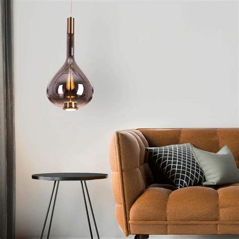 You Own It Built In Led Smokey Grey Glass Pendant Light