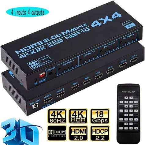 Hdmi Matrix Switch 4x4 4k Hdmi Matrix Switcher Splitter 4 In 4 Out Box