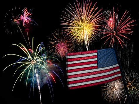 Usa American Flag And Fireworks For 4th Of July Stock Photo Image