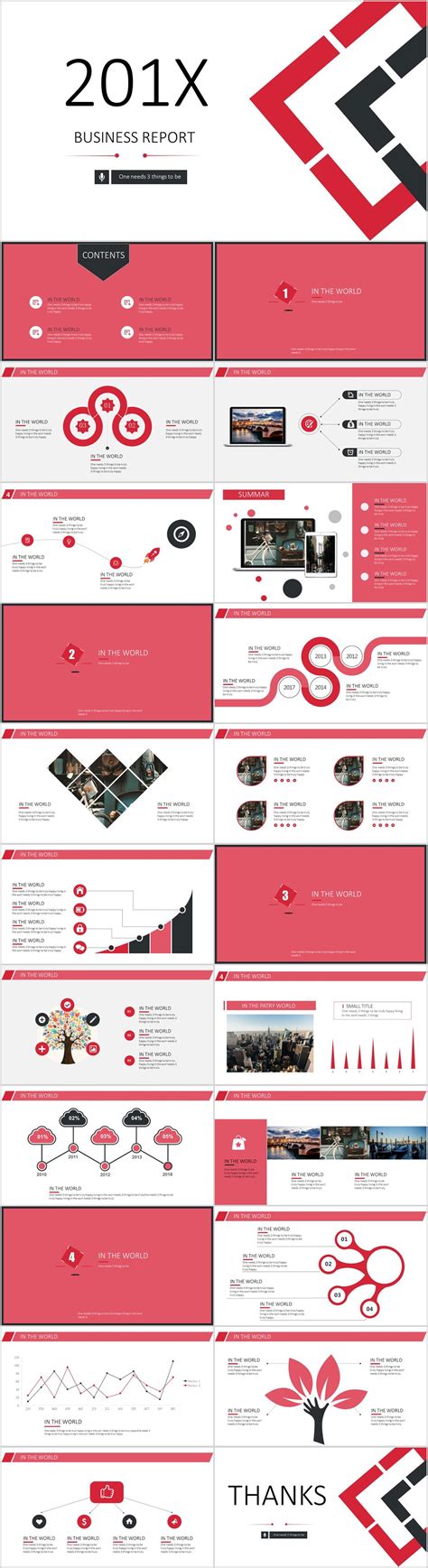 查看我的 Behance 项目“23 Red Business Report Powerpoint Templates”