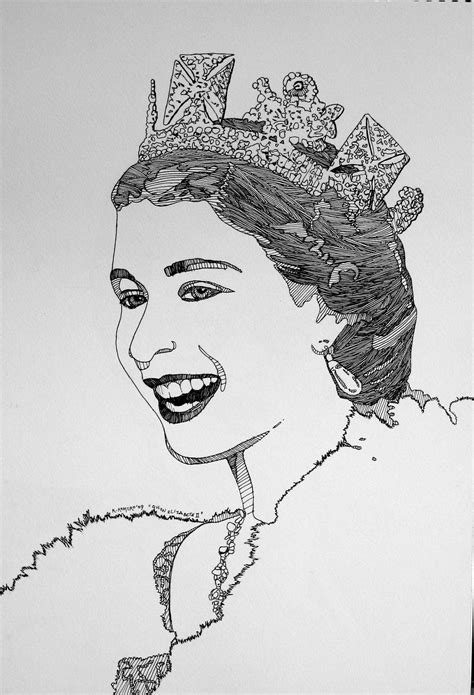 Queen Elizabeth Ii Drawings Pen Drawing Art