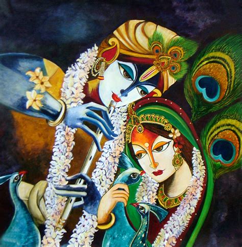 Immortal Love Of Radha Krishna Acrylic Painting By Neeraj Parswal