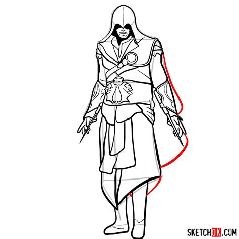 How To Draw An Assassin From Assassin S Creed Game Sketchok Easy