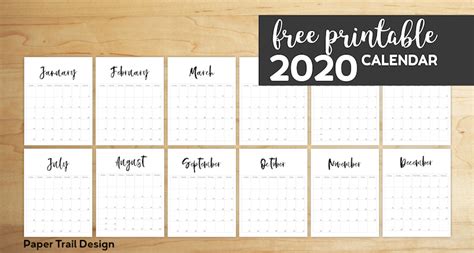 Printable Calendar 2020 Custom Editable 2020 Free Printable Calendars