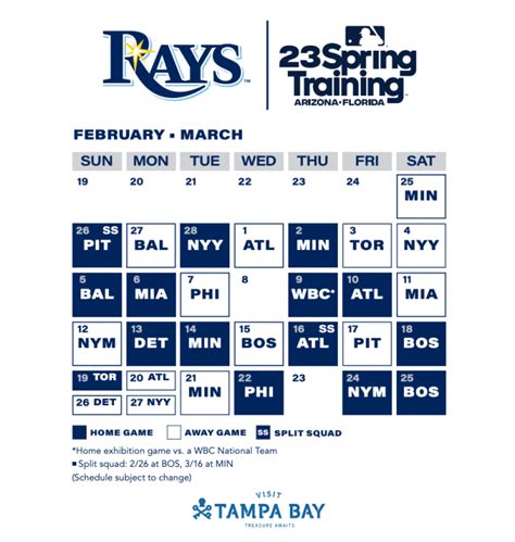 Tampa Bay Rays Printable Schedule