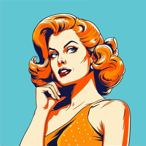 premium vector op art pinup girl retro color style comic glamour gorgeous abstract colorful lady