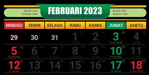 Kalender Jawa Kamis 23 Februari 2023 Kliwon Wage Pahing Atau Pon