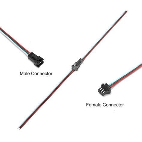 3 Pin Black Jst Sm Male And Female Connector Set Wired Railwayscenics