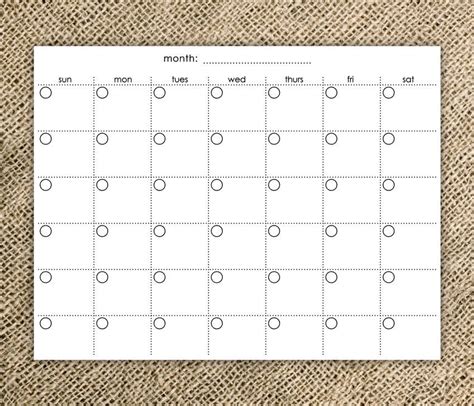 Calendar Printable Blank Simple Dots By Kindlyreply On Etsy