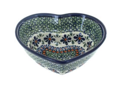 Blue Rose Polish Pottery Mosaic Flower Small Heart Bowl 1 Foods Co