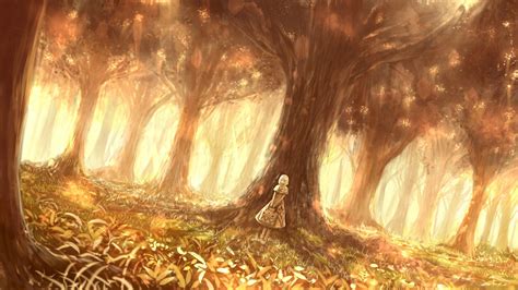 Forest Trees Anime Girls Fantasy Art Wallpapers Hd Desktop And