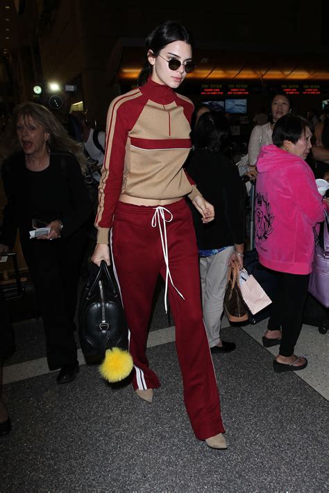 Kendall Jenner In Red Sweats At Lax 01 Gotceleb