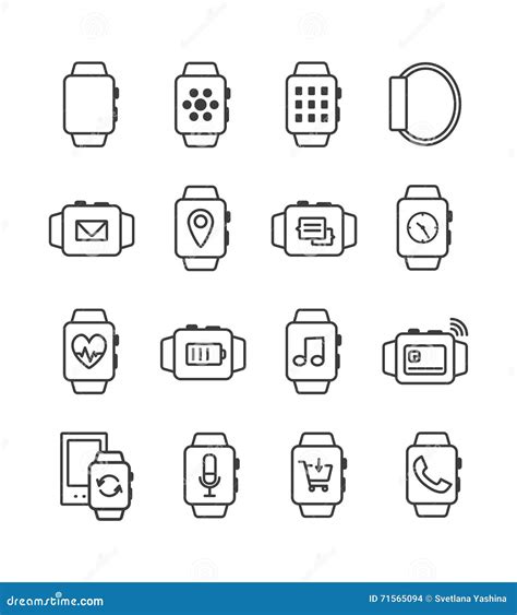 Set Of Vector Smart Watch Icons Smartwatches Stock Vector