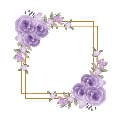 Purple Roses Frame Vector Wedding Gradient Flowers Purple Rose Frame