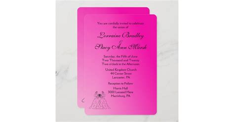 fuchsia lesbian wedding invitation zazzle
