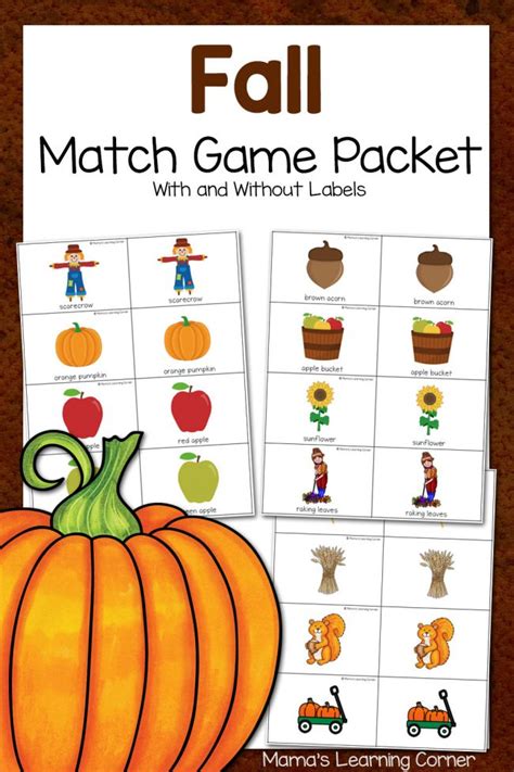Printable Fall Match Game Mamas Learning Corner