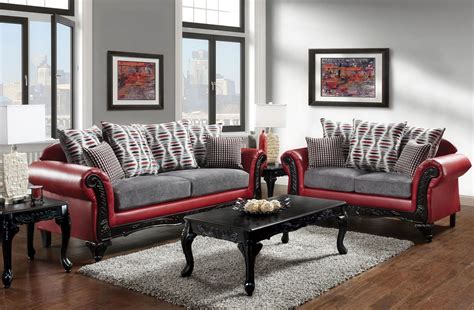 Browse living room furniture sets in silver and slate, with chair, table, and sofa options. Myron Red and Light Gray Living Room Set from Furniture of ...