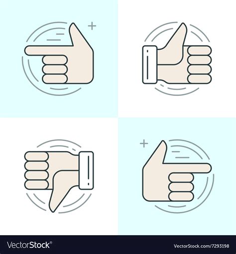 Flat Line Icons Set Thin Linear Stroke Royalty Free Vector