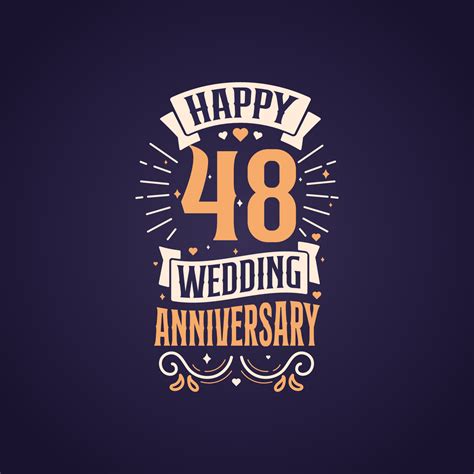 Happy 48th Wedding Anniversary Quote Lettering Design 48 Years