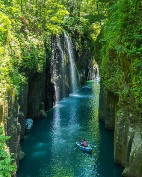 Takachiho Gorge Valley Where You Can Admire Waterfalls In A Boat