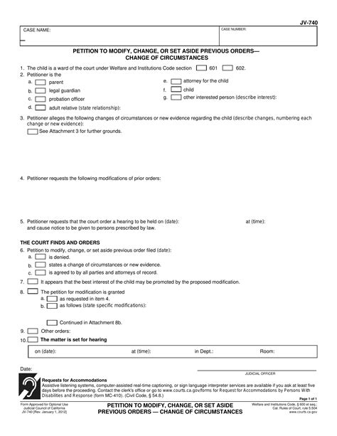 California Form Jv 740 ≡ Fill Out Printable Pdf Forms Online