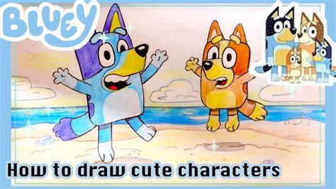 How To Draw Bluey And Bingo Cartoon Characters 블루이 만화 Youtube