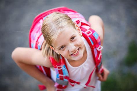 Cute Little Girl Going Home From School Stock Image Image Of Backpack