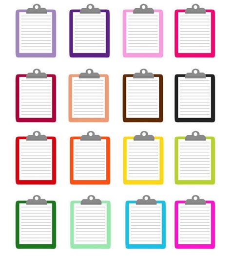 Set Of Colorful Clipboard Clip Art Set Note Pad Report Checklist