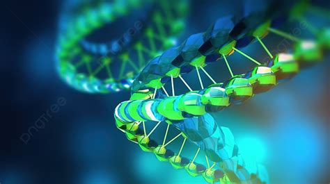 3d Render Of Dna Helix On A Blue And Green Background Genome Dna