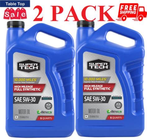 2 Pack Super Tech High Mileage Full Synthetic Sae 5w 30 Motor Oil 5