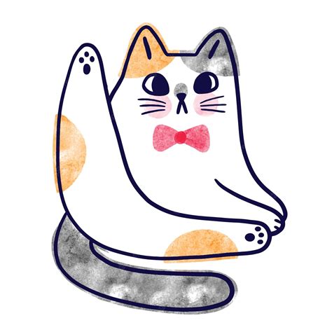 Premium Vector Watercolor Cartoon Cute Funny Cat Vector