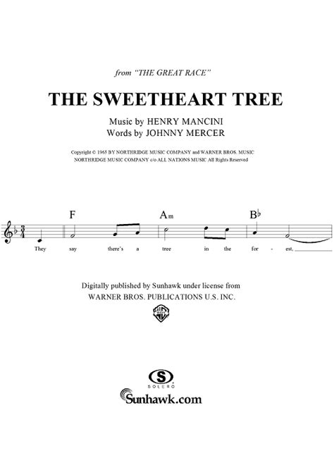 Buy The Sweetheart Tree Sheet Music For Lead Sheet