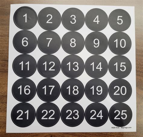 Numbered Printed Vinyl Circle Decals Uv Lamination Black Naptags