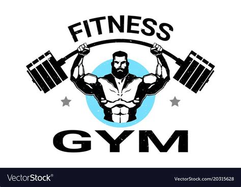 Fitness Gym Logo With Athletic Man Training Black Vector Image Gym