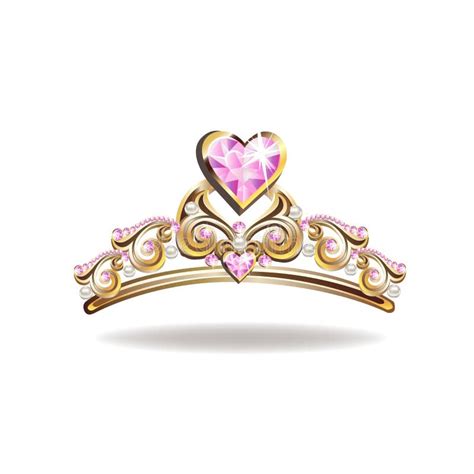 Princess Crown Or Tiara With Pearls And Pink Gems Stock Vector