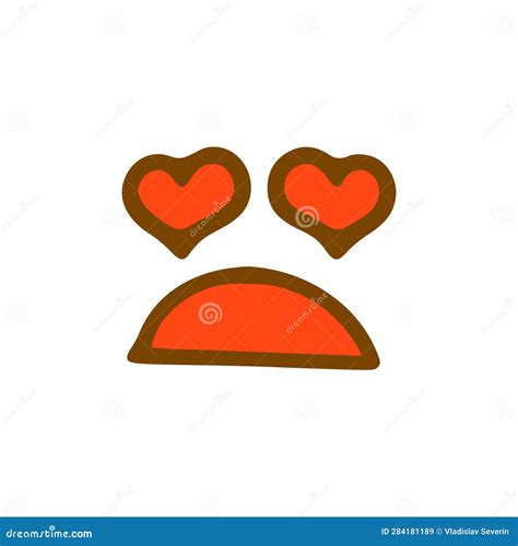 Sad In Love Face Doodle Icon Emoticon In Hand Drawn Style Stock