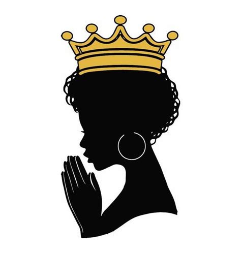 Black Queen Praying Woman Silhouette Afro Nubian Princess Glamour