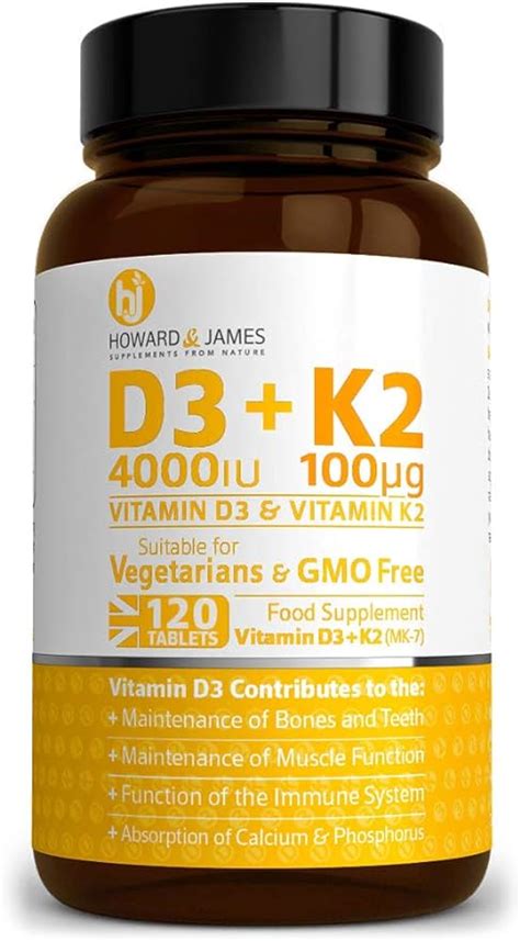 vitamin d3 4000iu plus vitamin k2 100ug mk7 120 high strength vegetarian tablets uk