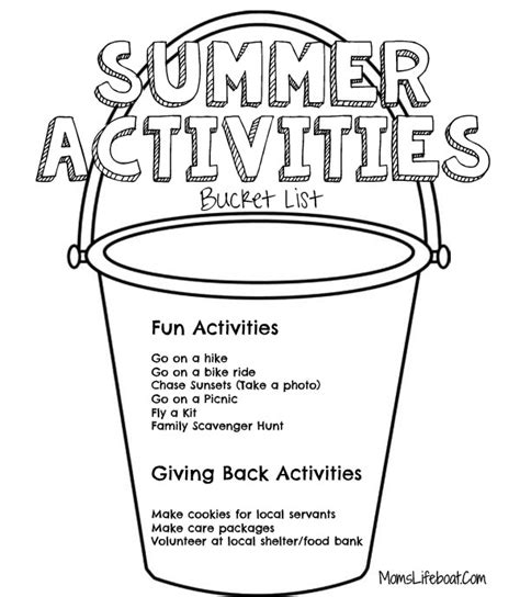 Summer Activities Bucket List